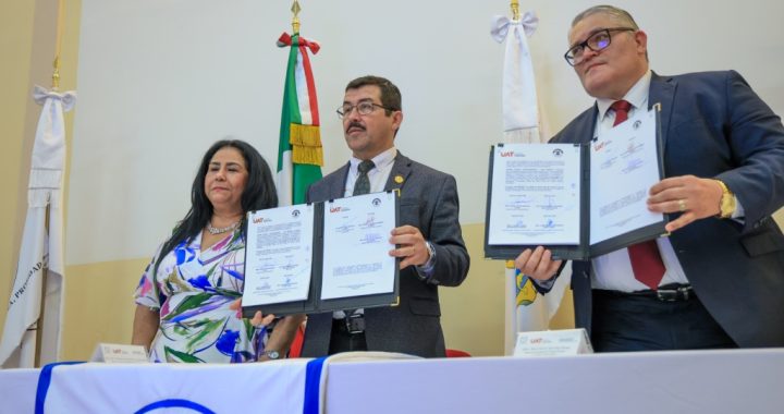 Preside rector Dámaso Anaya firma de convenio UAT y TRIELTAM