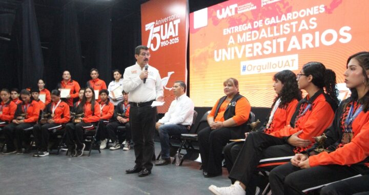Entrega rector el galardón “Orgullo UAT” tras desempeño histórico de medallistas universitarios