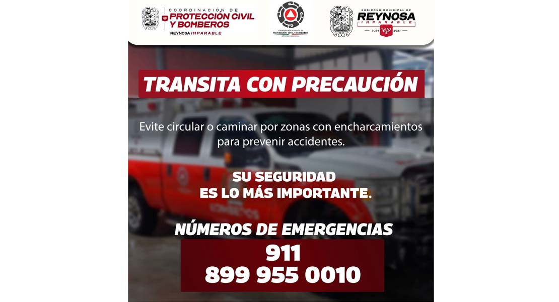 Alerta Protección Civil y Bomberos por lluvias en Reynosa