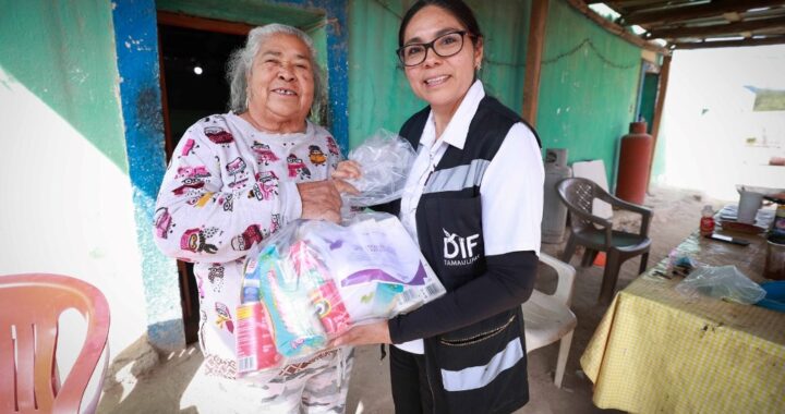 Entrega DIF Tamaulipas canastas alimentarias a población de atención prioritaria ante las bajas temperaturas