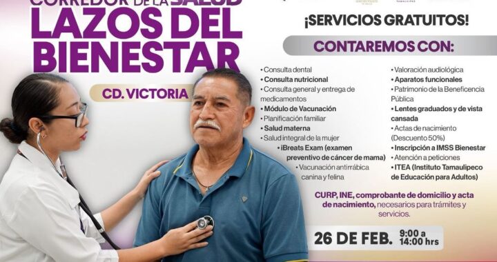 Gobierno y DIF Tamaulipas invitan al Segundo Corredor de la Salud “Lazos del Bienestar” en Victoria
