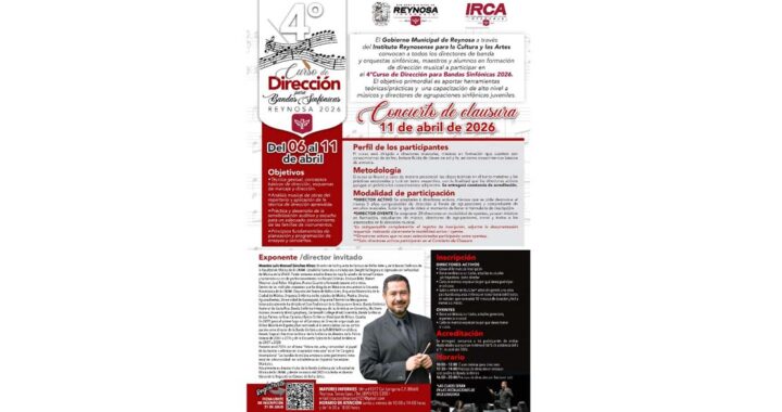 Convoca Gobierno de Carlos Peña Ortiz a participar en el 4o Curso de Dirección para Bandas Sinfónicas