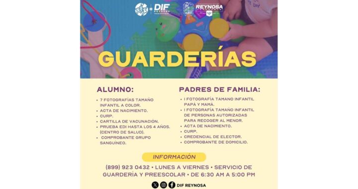 Mantiene DIF-Reynosa abiertas inscripciones en guarderías para el cuidado infantil
