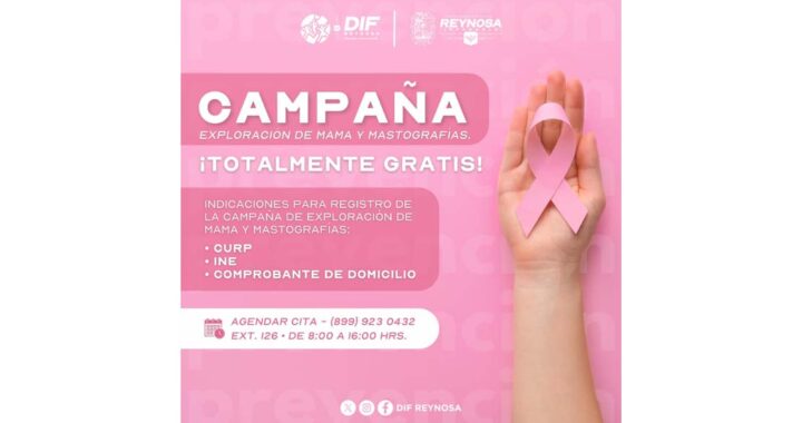 Promueve DIF-Reynosa detección oportuna del cáncer de mama todo el año