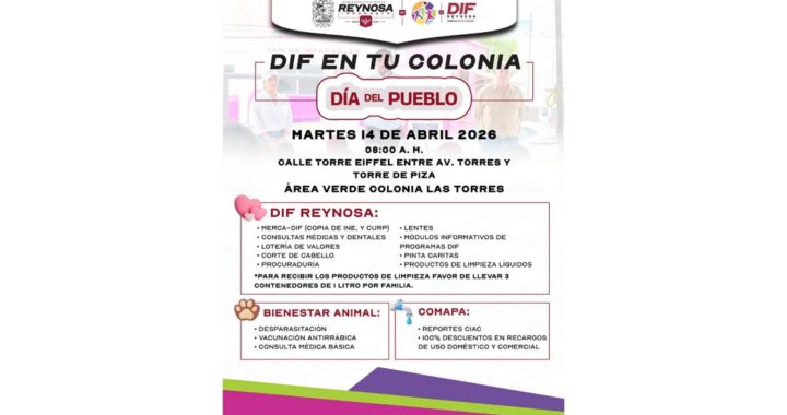 Llevará DIF-Reynosa brigada a la colonia Las Torres con servicios gratuitos
