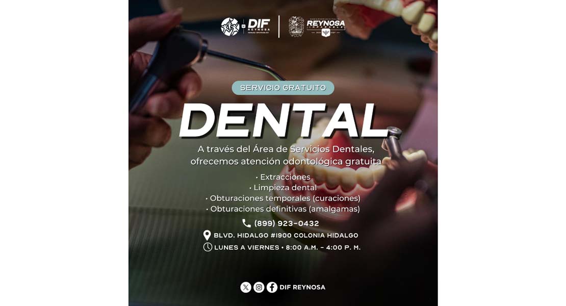 Invita DIF-Reynosa a aprovechar servicios dentales gratuitos