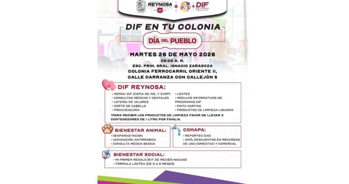 Llevará DIF-Reynosa brigada de servicios gratuitos a la colonia Ferrocarril Oriente II