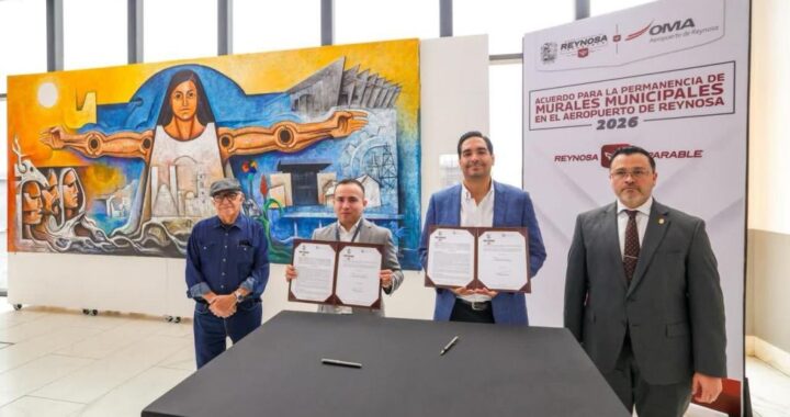 Firmaron Gobierno de Carlos Peña Ortiz y Aeropuerto Internacional Lucio Blanco la conservación de Murales