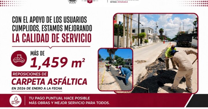 Avanza COMAPA en reposición de carpeta asfáltica tras trabajos de agua y drenaje