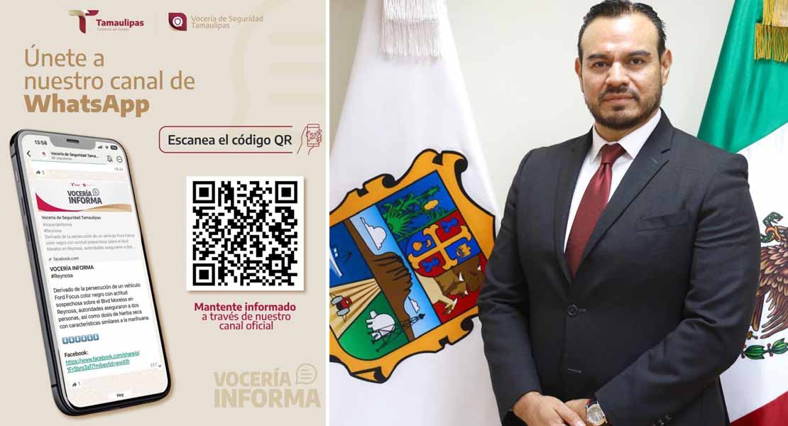 Invita Vocería de Seguridad Tamaulipas a la ciudadanía a unirse a su canal oficial de WhatsApp